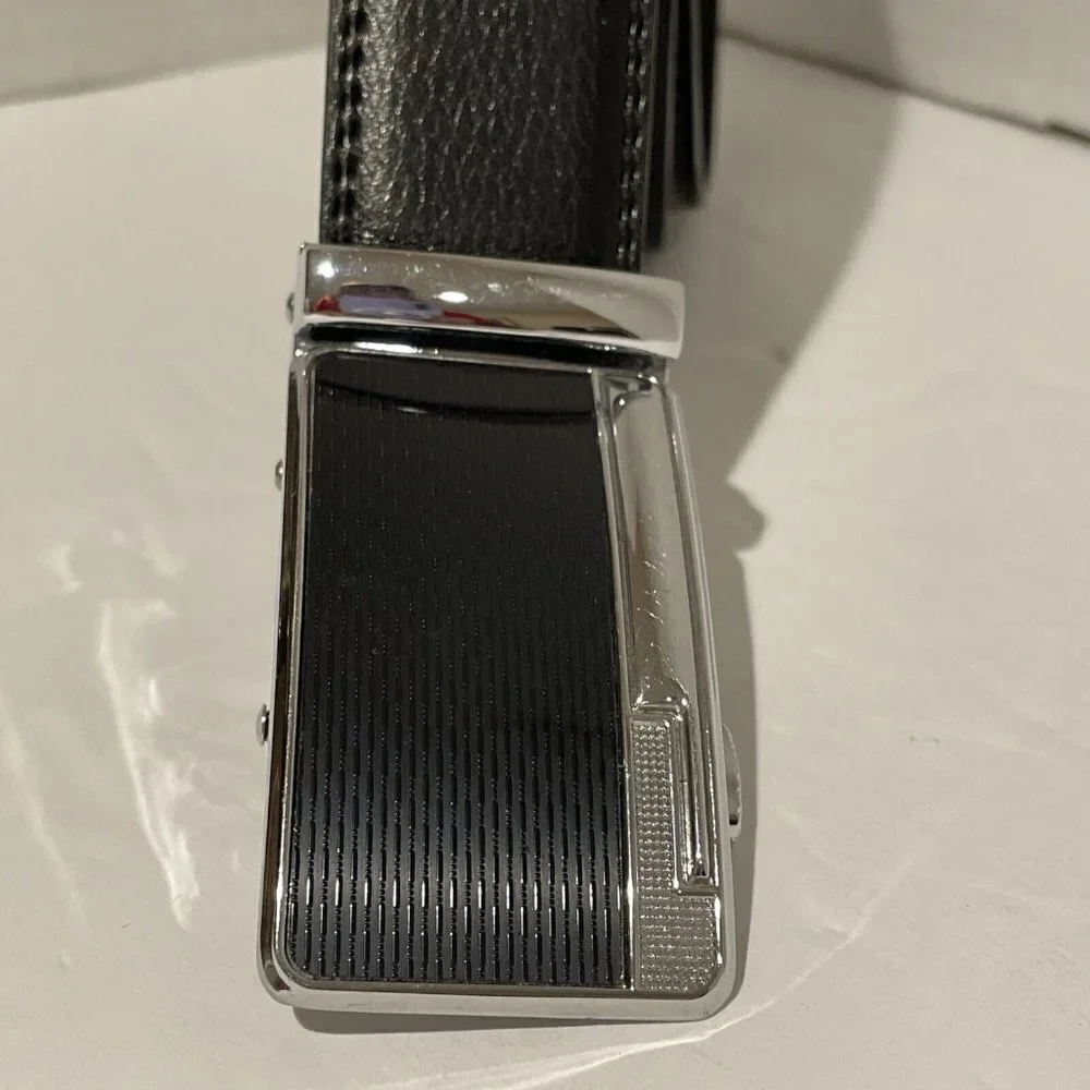 Genuine Leather Mens Ratchet Belt Belts Mens Adjustable Automatic Buckle Large